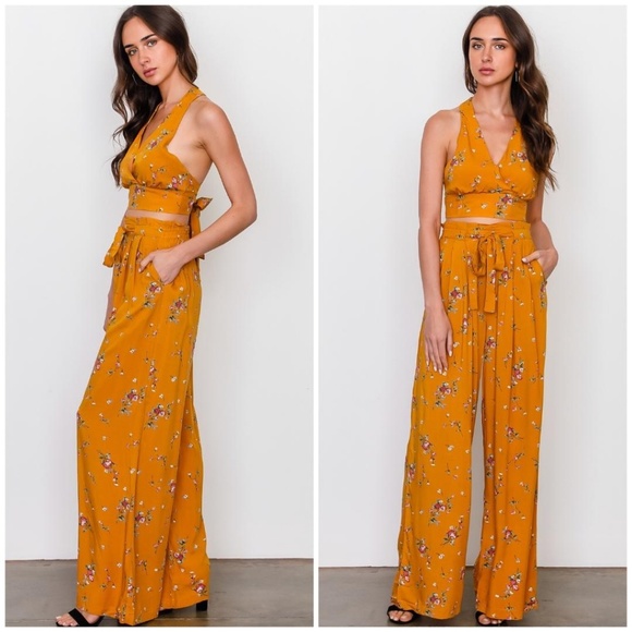 LAST ONE ‼ re:named Mustard Floral 2-Piece Set - Picture 6 of 7